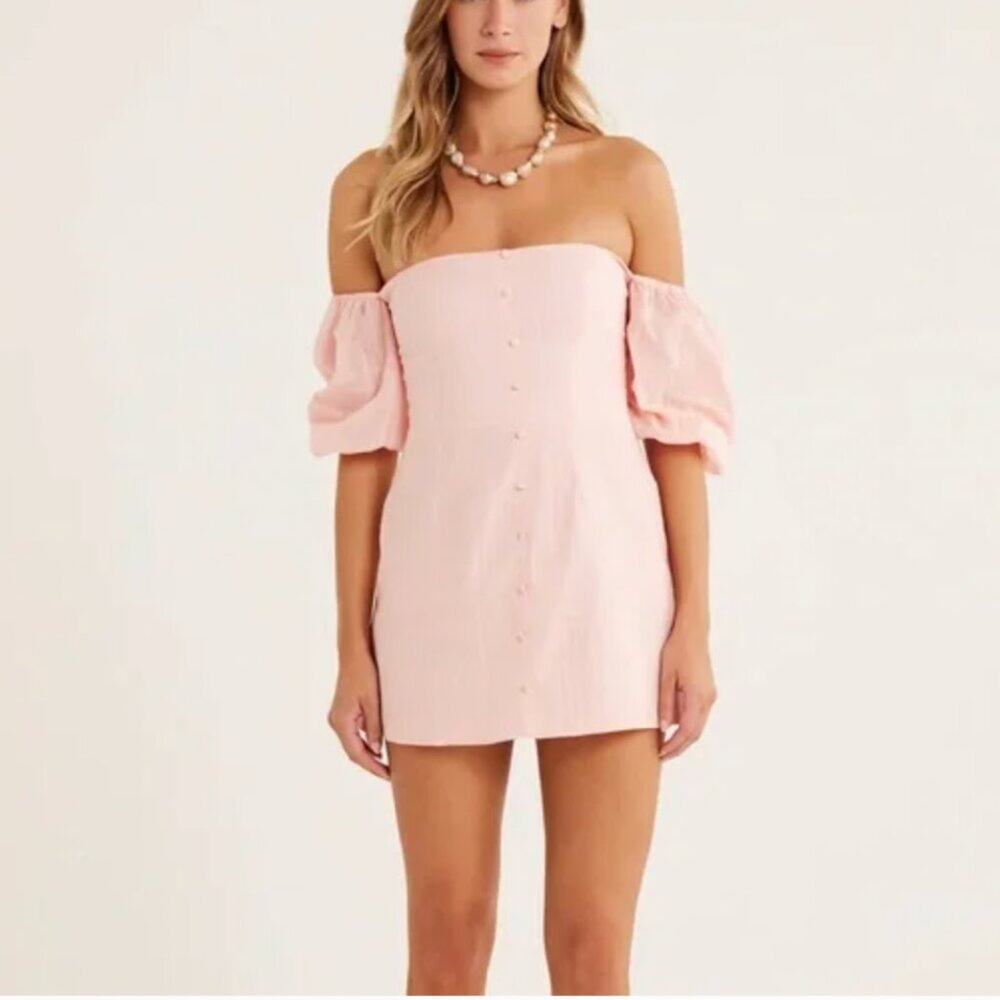Rumer Off-Shoulder Dress Light Pink NWT